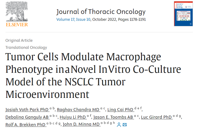 肿瘤细胞在非小细胞肺癌肿瘤微环境的新型体外共培养模型中调节巨噬细胞表型